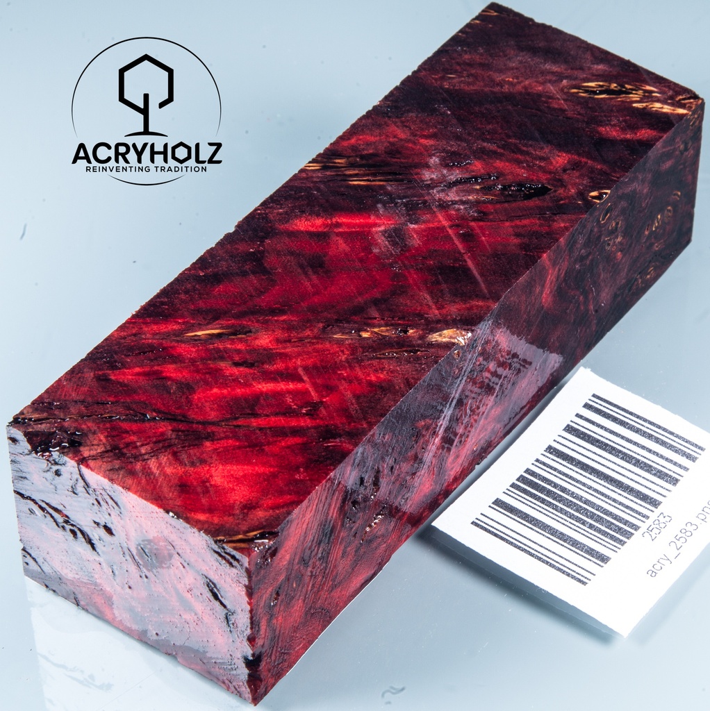 Pappel Maser stabilisiert Griffblock | 120x40x30| ACRYHOLZ | Messergriff 2583