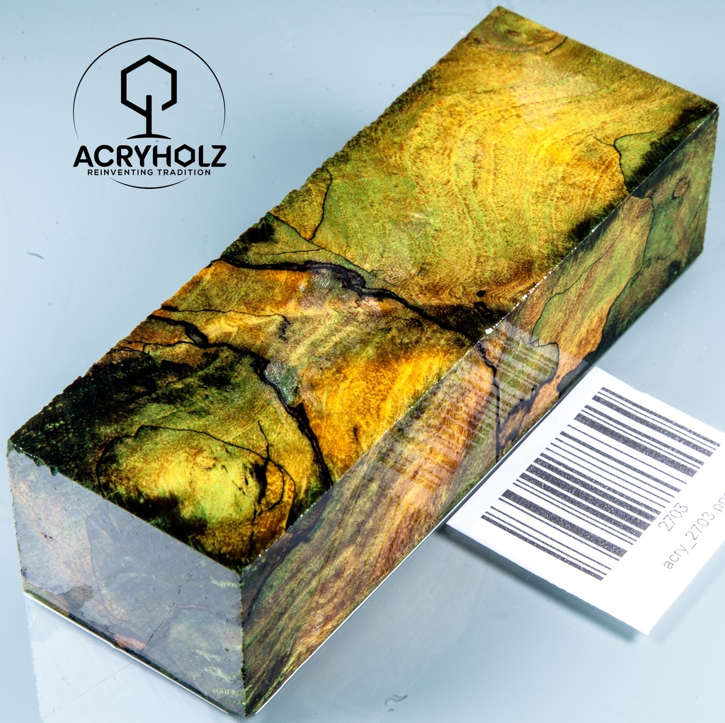 Pappel Maser stabilisiert Griffblock | 120x40x30| ACRYHOLZ | Messergriff 2703