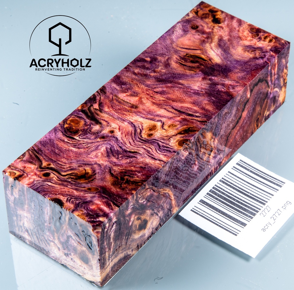 Pappel Maser stabilisiert Griffblock | 120x40x30| ACRYHOLZ | Messergriff 2727