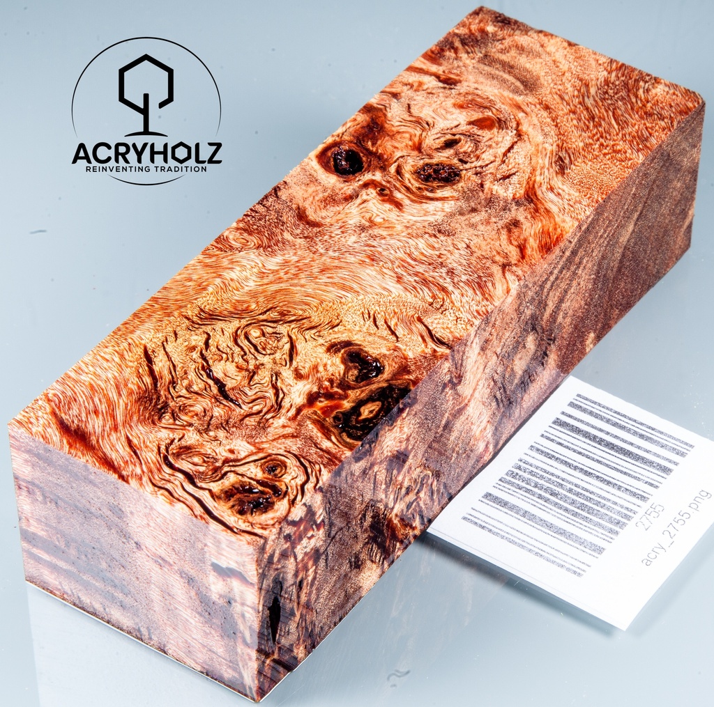 Pappel Maserholz | Stabilisiertes Griffholz 120x40x30 Messergriff ACRYHOLZ 2755