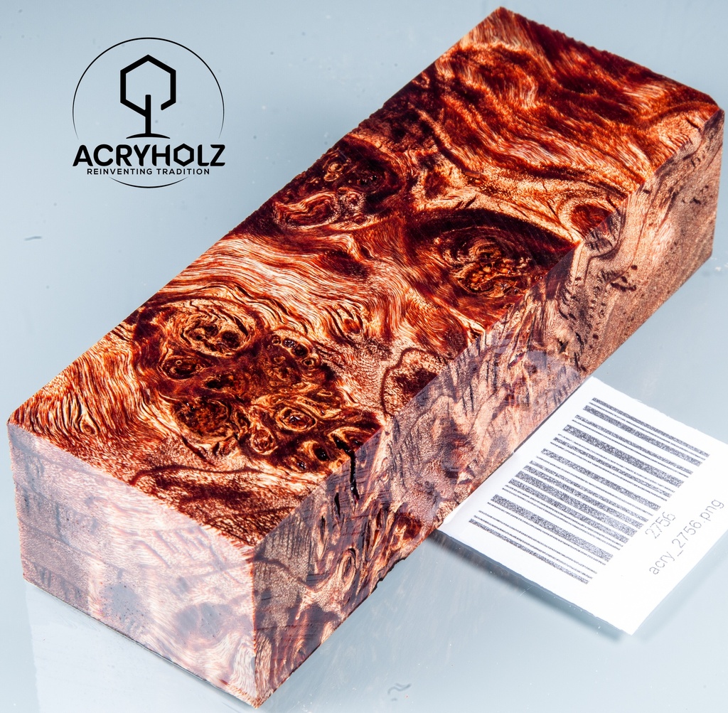Pappel Maserholz | Stabilisiertes Griffholz 120x40x30 Messergriff ACRYHOLZ 2756