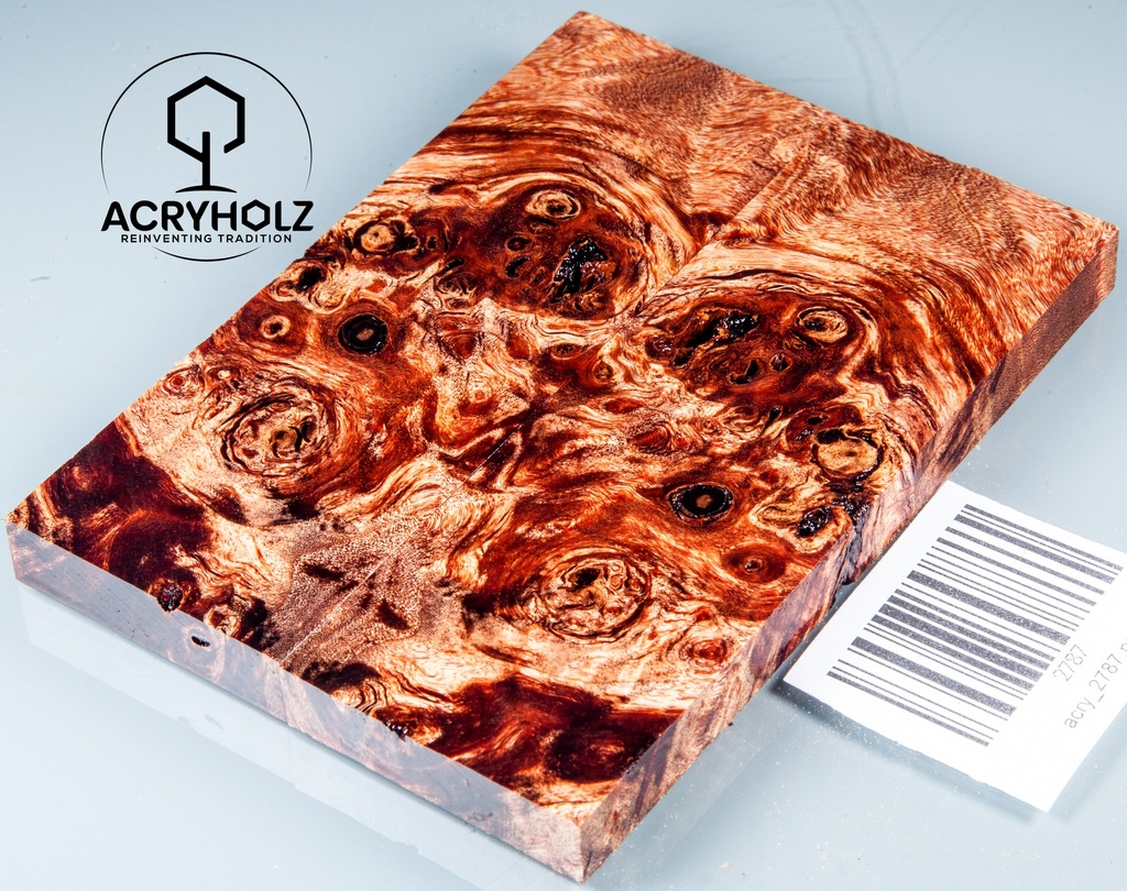 Pappel Griffschalen stabilisiert | 120x40x10| ACRYHOLZ | Messer | Griffholz 2787