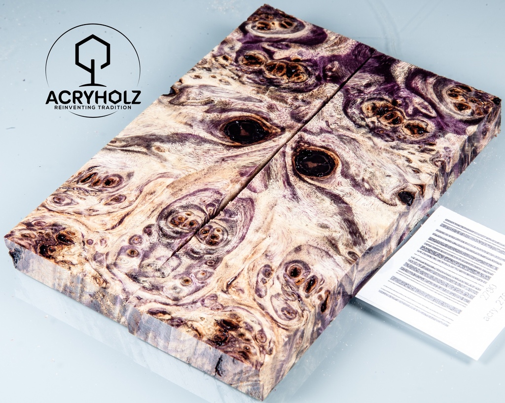 Pappel Griffschalen stabilisiert | 120x40x10| ACRYHOLZ | Messer | Griffholz 2790