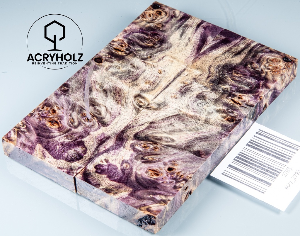 Pappel Griffschalen stabilisiert | 120x40x10| ACRYHOLZ | Messer | Griffholz 2793