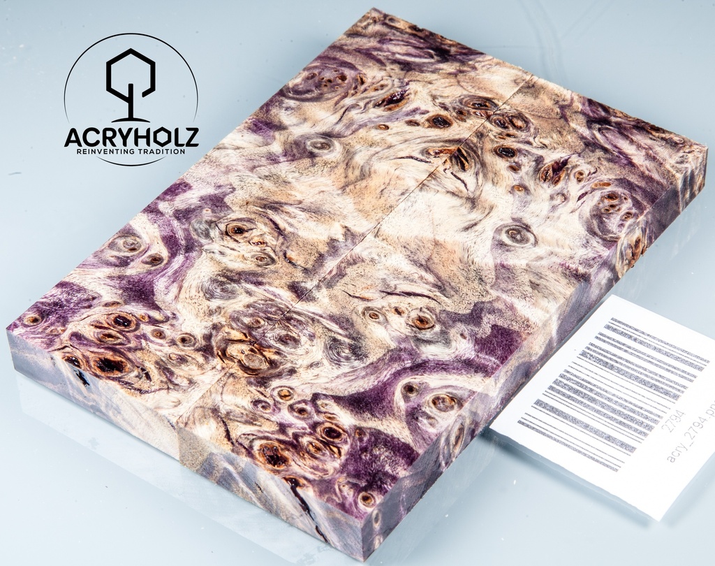 Pappel Griffschalen stabilisiert | 120x40x10| ACRYHOLZ | Messer | Griffholz 2794