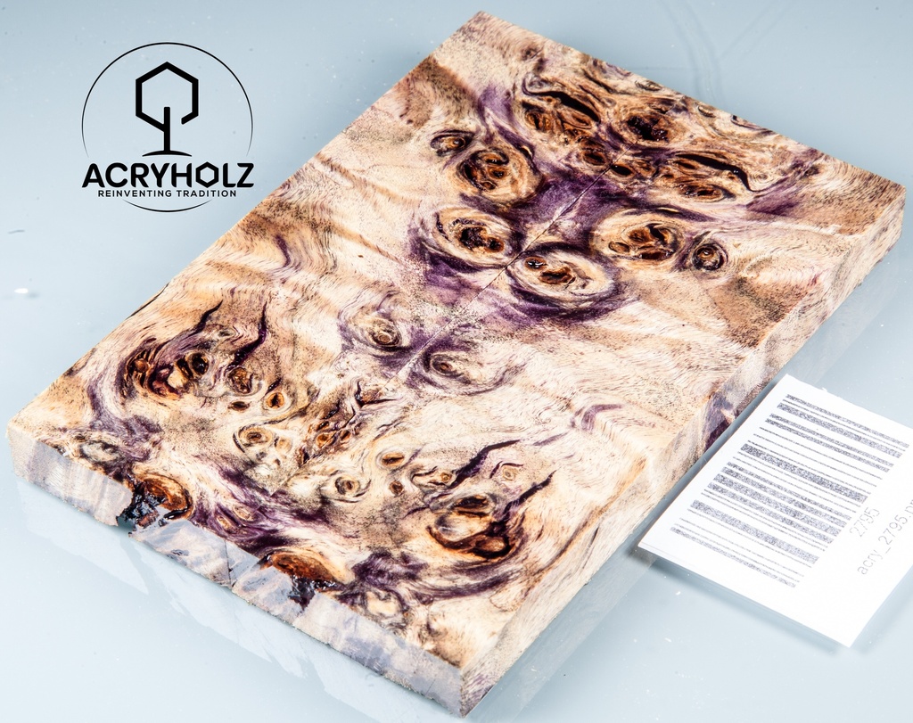 Pappel Griffschalen stabilisiert | 120x40x10| ACRYHOLZ | Messer | Griffholz 2795