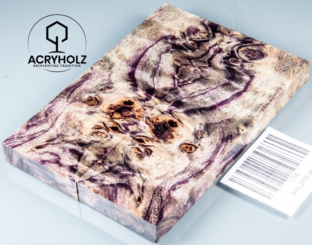 Pappel Griffschalen stabilisiert | 120x40x10| ACRYHOLZ | Messer | Griffholz 2796