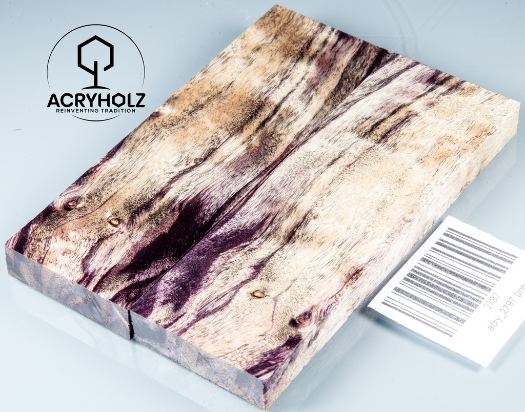 Pappel Griffschalen stabilisiert | 120x40x10| ACRYHOLZ | Messer | Griffholz 2797