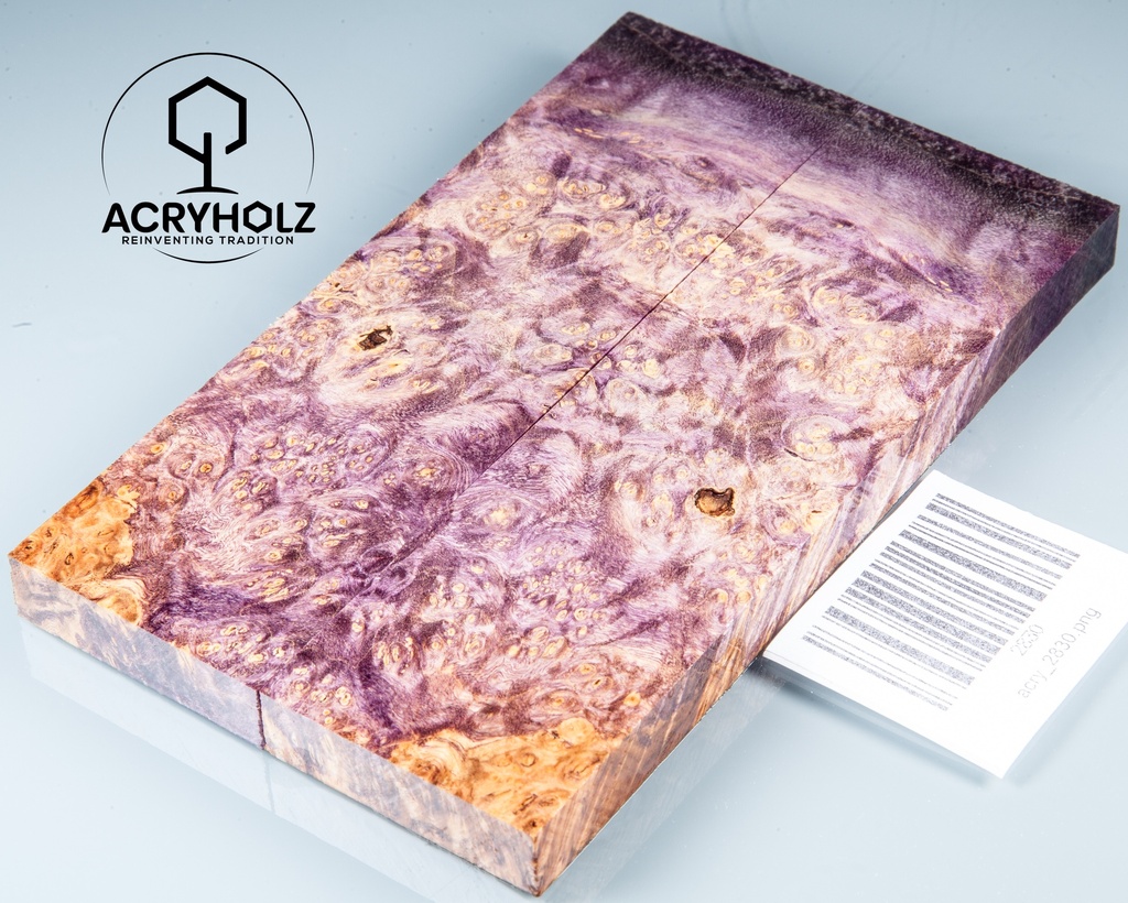Eschenahorn Maser stabilisiert | acryholz | 140x40x10 | Griffschalenpaar 2830