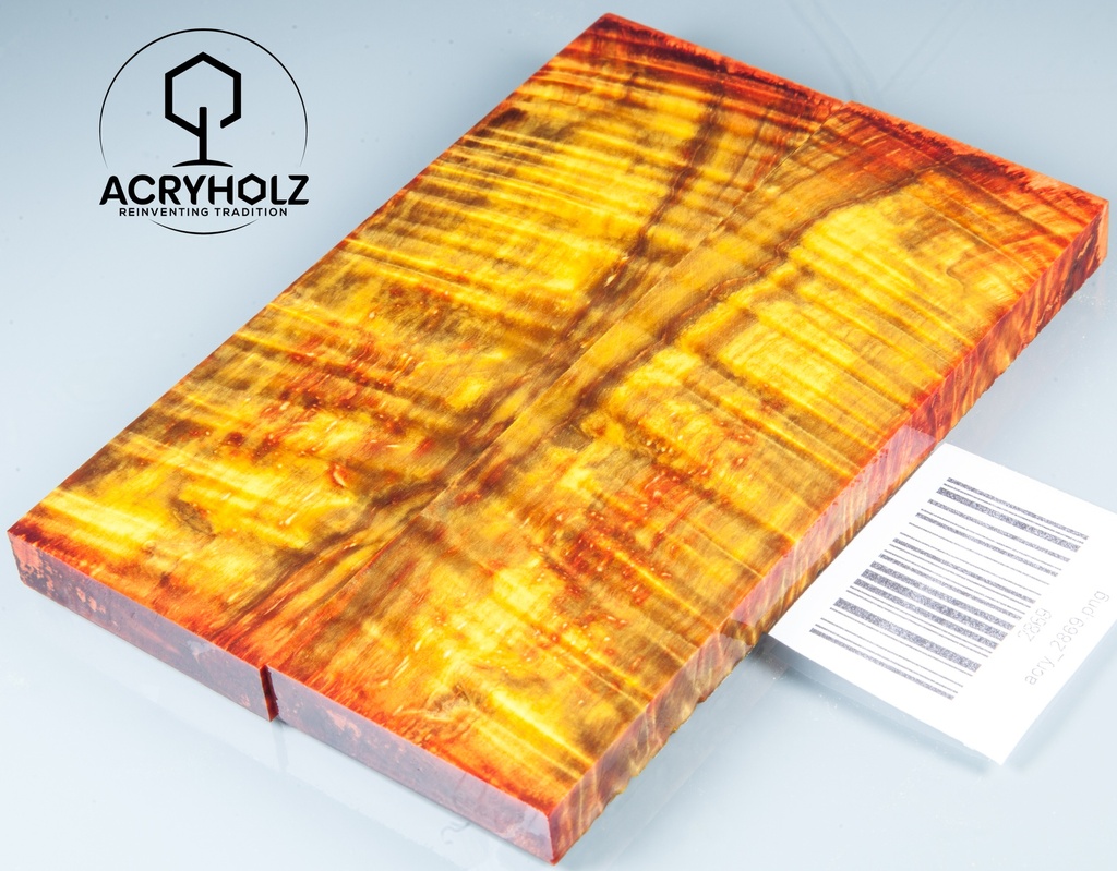 Pair of Stabilized Horse Chestnut Burl Handle Scales | 130x40x10 | ACRYHOLZ | 2869