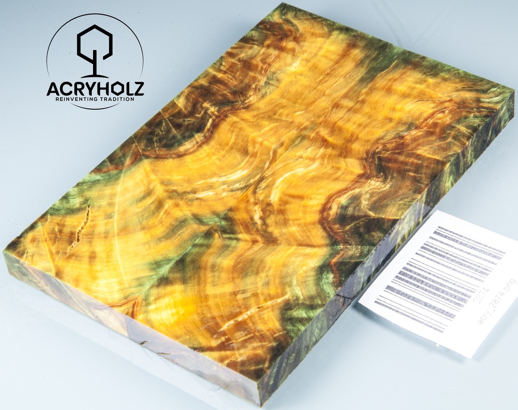 Kastanie Griffschalen stabilisiert | 130x40x10| ACRYHOLZ | Messer | Griffholz 2874