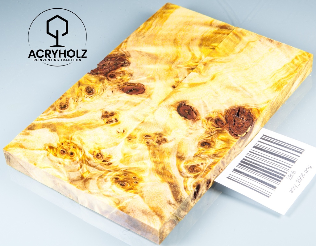 Pappel Griffschalen stabilisiert | 130x40x10| ACRYHOLZ | Messer | Griffholz 2906