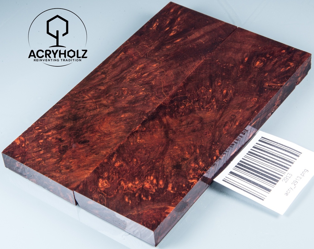 Ahorn Maser Griffschalen stabilisiert | 130x40x10 | acryholz | Messergriff | 2913