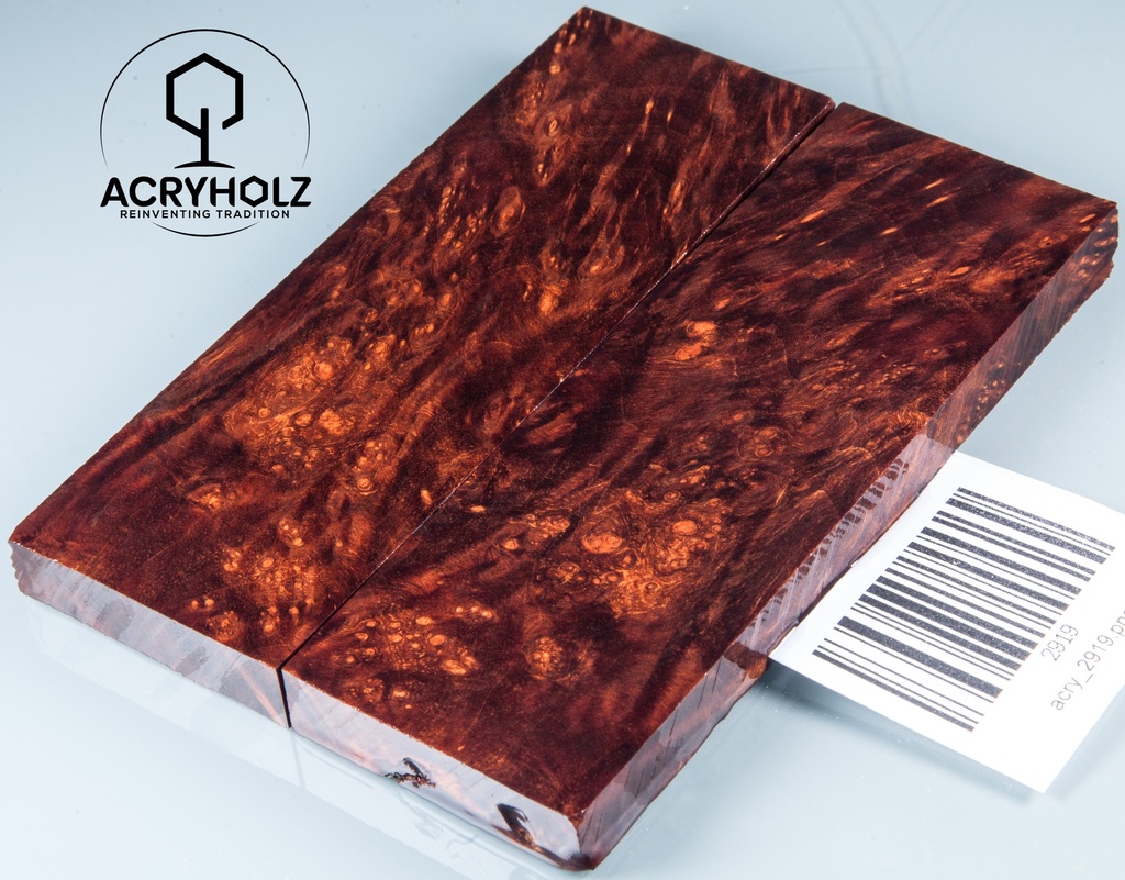 Ahorn Maser Griffschalen stabilisiert | 120x40x10 | acryholz | Messergriff | 2919