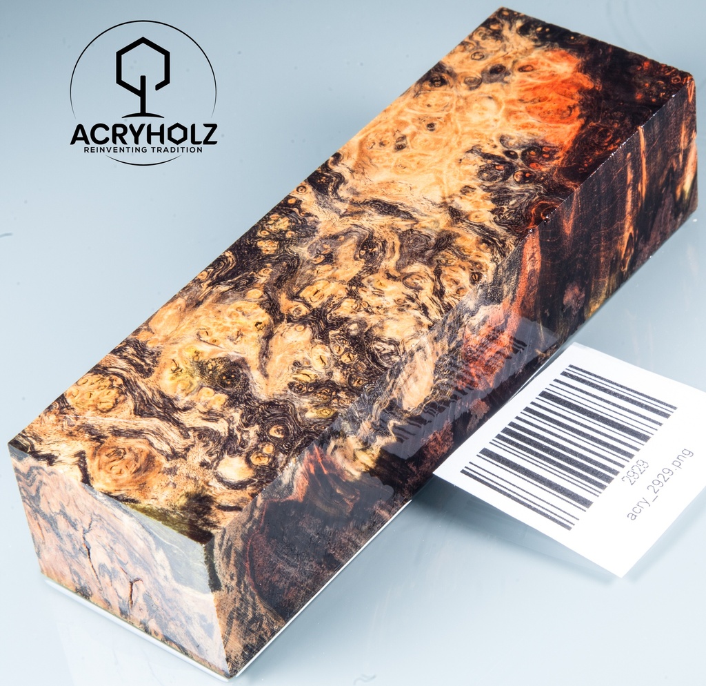 Eschenahorn Maser Griffblock stabilisiert | 130x40x30 | acryholz | 2929
