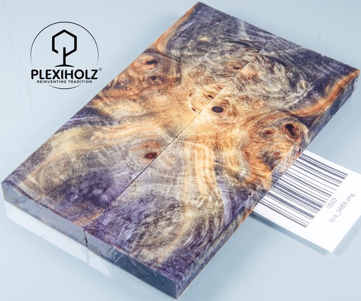 [0669] Kastanie Maser stabilisiert | 140x40x10 | plexiholz | buckeye schalenpaar 0669