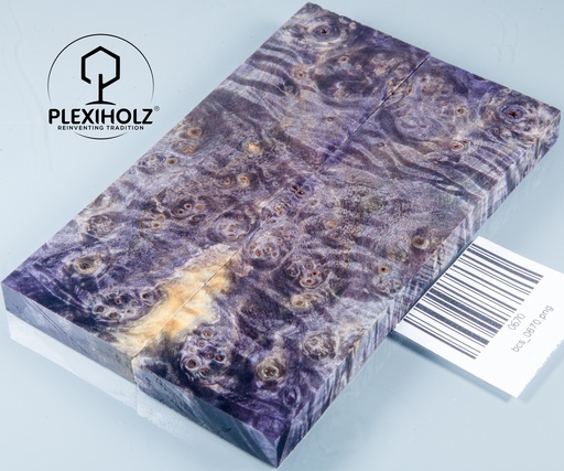 [0670] Kastanie Maser stabilisiert | 140x40x10 | plexiholz | buckeye schalenpaar 0670
