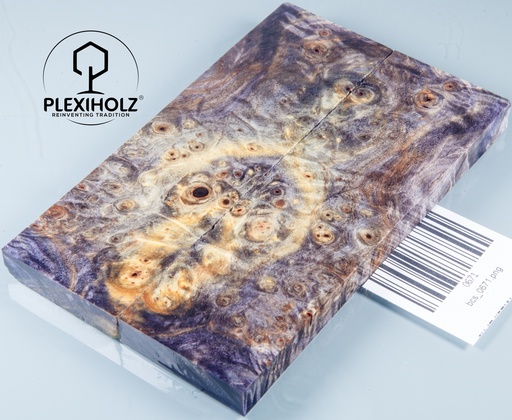 [0671] Kastanie Maser stabilisiert | 140x40x10 | plexiholz | buckeye schalenpaar 0671