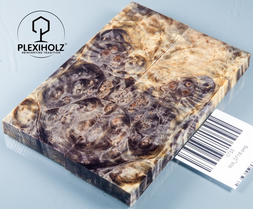 [0718] Kastanie Maser stabilisiert | 120x40x10 | plexiholz | buckeye schalenpaar 0718