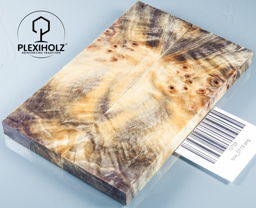 [0719] Kastanie Maser stabilisiert | 120x40x10 | plexiholz | buckeye schalenpaar 0719