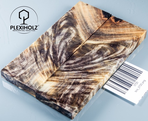 [0720] Kastanie Maser stabilisiert | 130x40x10 | plexiholz | buckeye schalenpaar 0720