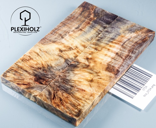 [0724] Kastanie Maser stabilisiert | 130x40x10 | plexiholz | buckeye schalenpaar 0724