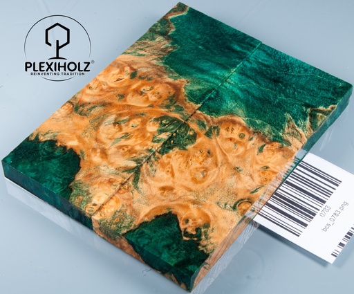 [0783] Box Elder Maser stabilisiert | plexiholz | 120x45x10 | Griffschalenpaar 0783