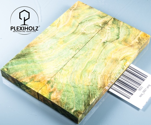 [0821] Box Elder Maser stabilisiert | plexiholz | 125x45x10 | Griffschalenpaar 0821