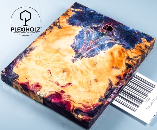 [0827] Box Elder Maser stabilisiert | plexiholz | 110x45x10 | Griffschalenpaar 0827