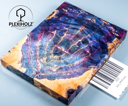 [0828] Box Elder Maser stabilisiert | plexiholz | 115x45x10 | Griffschalenpaar 0828