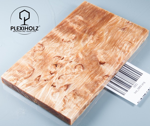 [0882] Karelische Maserbirke stabilisiert | 140x40x10 | plexiholz | Griffmaterial 0882