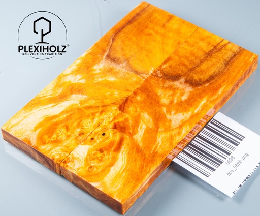 [0898] Kastanie Maser stabilisiert | 125x40x10 | plexiholz | Griffholz Schalenpaar 0898