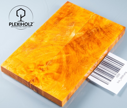 [0899] Kastanie Maser stabilisiert | 125x40x10 | plexiholz | Griffholz Schalenpaar 0899