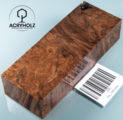 [1350] Walnuss Griffblock stabilisiert | 130x50x30 | plexiholz | 1350