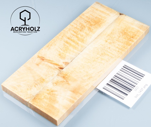 [1437] Kastanie Maser Griffschalen stabilisiert | 135x30x7 | acryholz | Messergriff | 1437