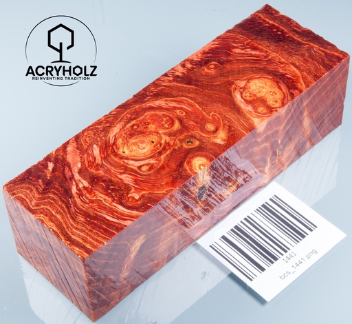[1441] Esche Maser Griffblock stabilisiert | 130x40x35 | acryholz | 1441