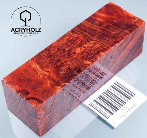 [1442] Esche Maser Griffblock stabilisiert | 125x40x35 | acryholz | 1442