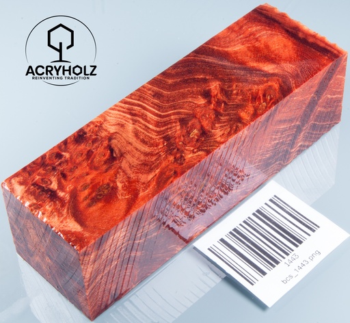 [1443] Esche Maser Griffblock stabilisiert | 125x40x35 | acryholz | 1443