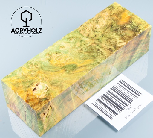 [1447] Ahorn Maser Griffblock stabilisiert | 120x40x30 | acryholz | 1447