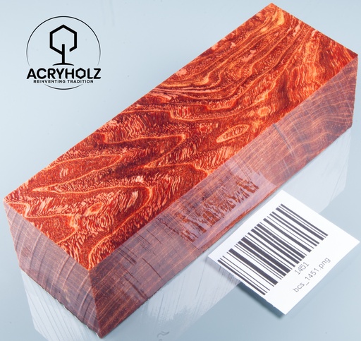 [1451] Esche Maser Griffblock stabilisiert | 130x40x35 | acryholz | 1451