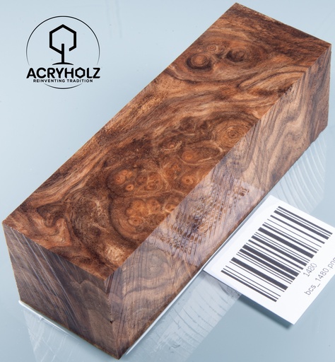 [1480] Nussbaum Maser stabilisiert | 120x40x40 | acryholz | Drechselholz Drechseln 1480