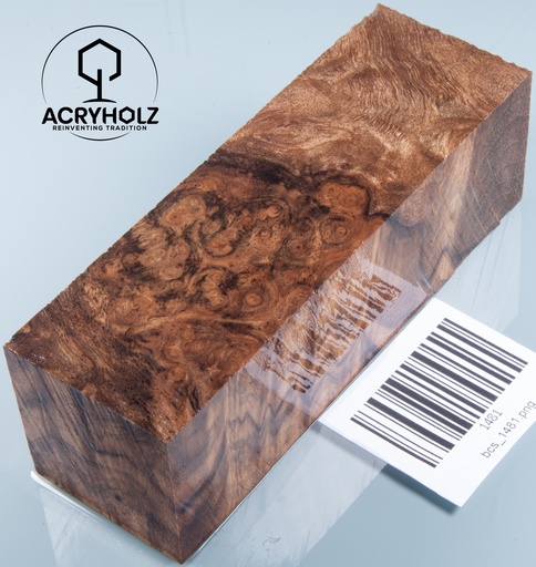 [1481] Nussbaum Maser stabilisiert | 120x40x40 | acryholz | Drechselholz Drechseln 1481