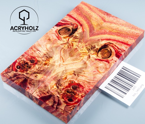 [1493] Pappel Griffschalen stabilisiert | 140x40x10| acryholz| Messer | Griffholz 1493