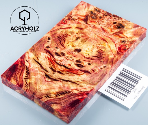 [1495] Pappel Griffschalen stabilisiert | 140x40x10| acryholz| Messer | Griffholz 1495