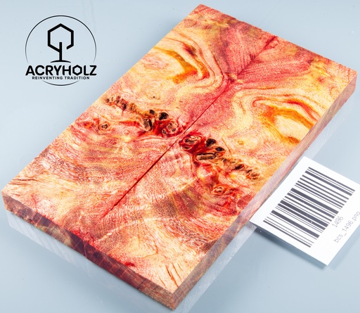 [1496] Pappel Griffschalen stabilisiert | 140x40x10| acryholz| Messer | Griffholz 1496