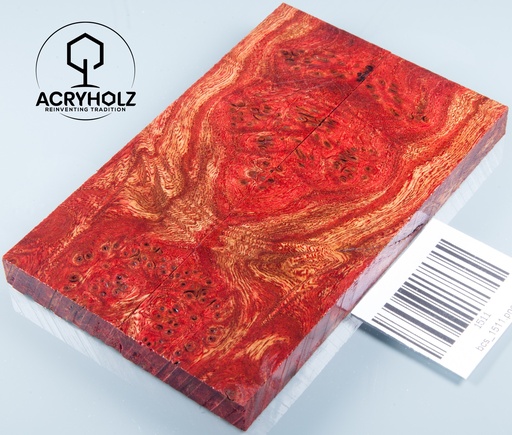 [1511] Ulme Maser Griffschalen stabilisiert | 125x40x10 | acryholz | Messergriff | 1511