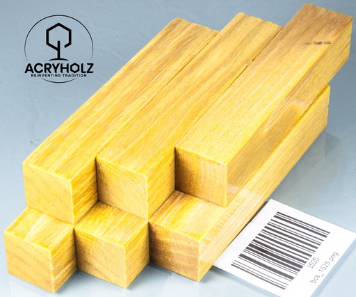 [1525] Esche Stiftrohling gelb stabilisiert | 100x20x20 | acryholz | 1525