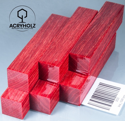 [1528] Esche Stiftrohling rot stabilisiert | 100x20x20 | acryholz | 1528