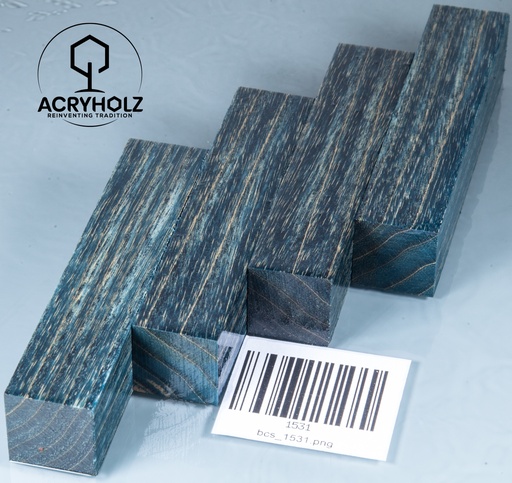 [1531] Ash Pen Blank Cyan Stabilized | 100x20x20 | acryholz | 1531