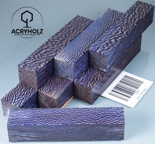 [1544] Platane Stiftrohling blau stabilisiert | 100x20x20 | acryholz | 1544